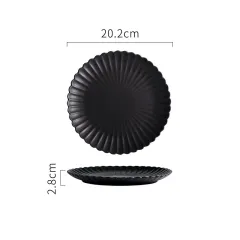 Creative Simple Solid-color Ceramic Plate Fruit Cake Plate Round Beef Steak Western Plate - Black - View 1