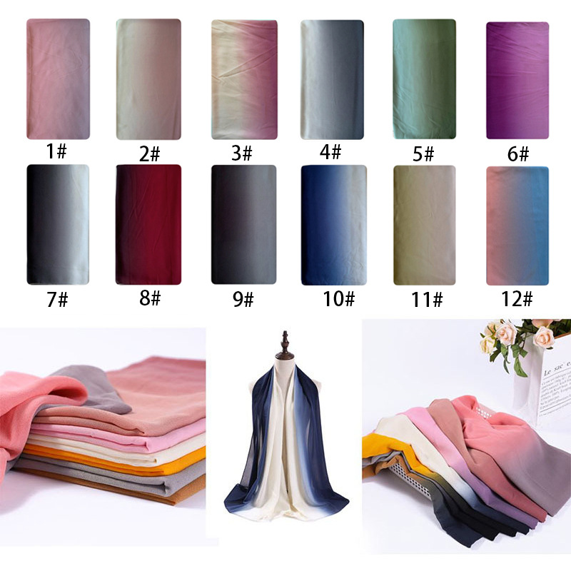 Pearl Chiffon Hand-Painted Gradient Silk Scarf