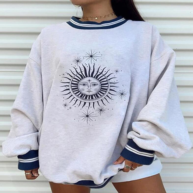 Women's New Loose Casual Long-sleeved Printed Sweater