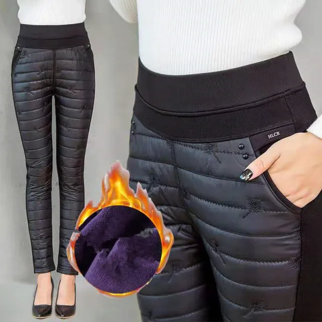 Mom's Pants Show Thin High Waist And Plush Cotton Pants Black Flower - Shop at LoveMi