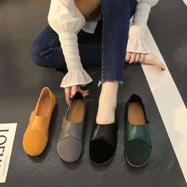 New Retro Mother Shoes Shallow Mouth Flat Casual Shoes