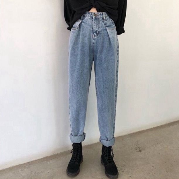 Hyun A Wind Straight Loose Wide leg Pants Blue - Shop at LoveMi