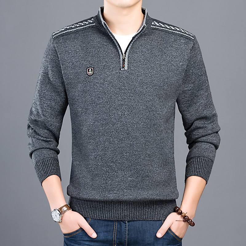 Men's Long Sleeve Stand Collar Half Zip Sweater