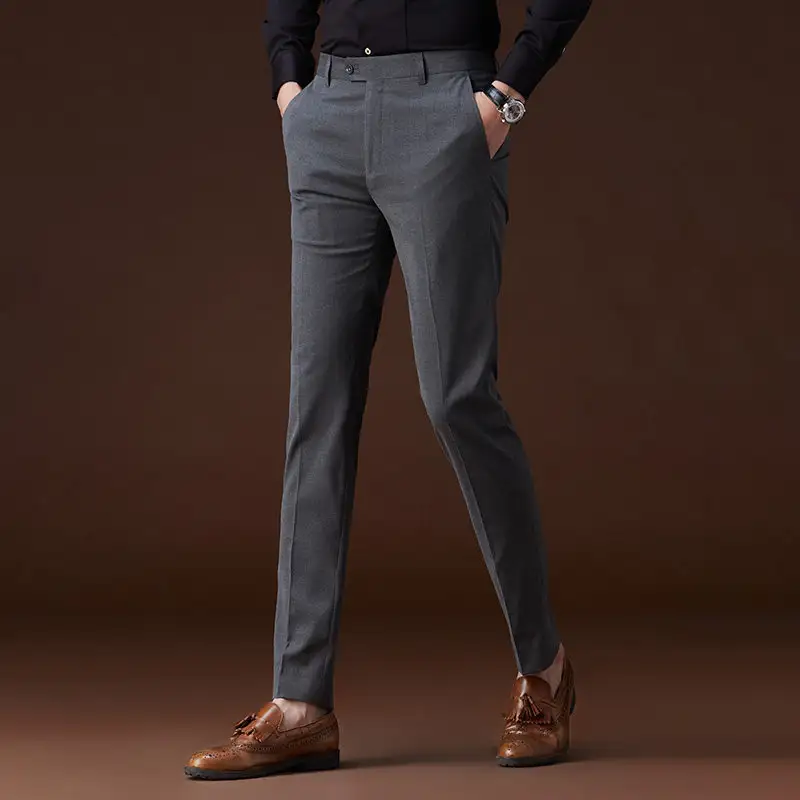 Trendy Suit Pants NNon-Iron Texture Casual Long Pants