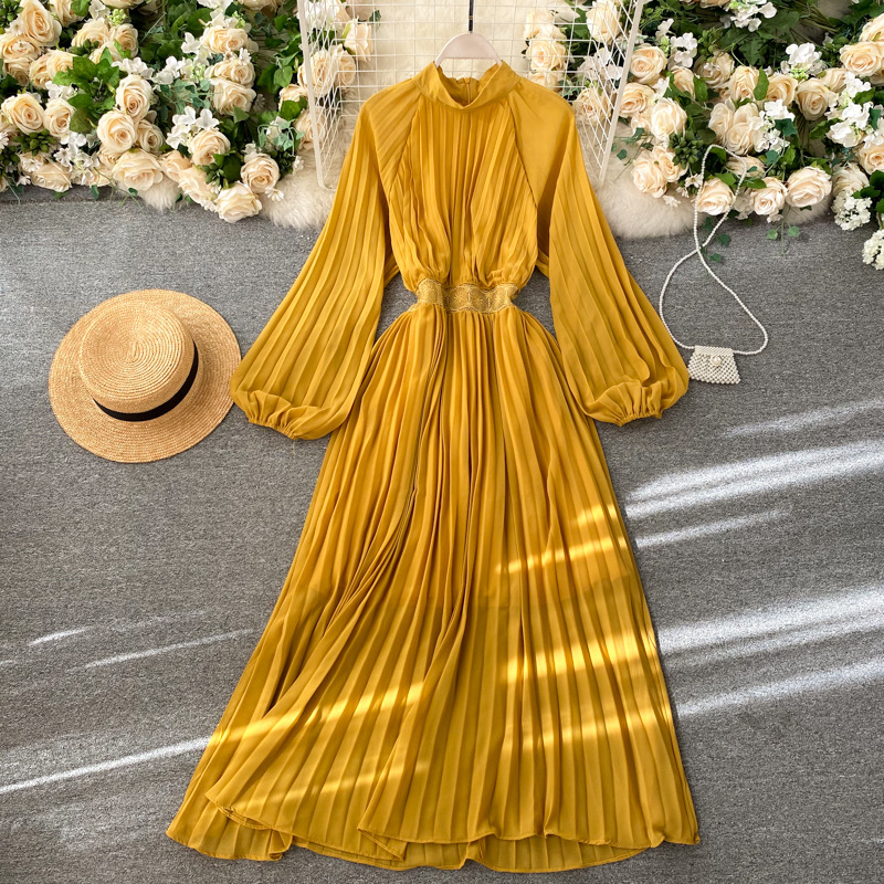 Puff-Sleeve Pleated A-Line Dress, picture 2 of 6