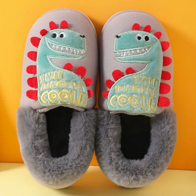Indoor Home Slippers Boys Girls Winter Anti slip Shoes Kids Slippers Grey - Shop at LoveMi