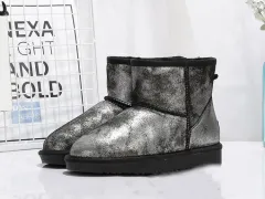 Short Tube Non-Slip Fur Integrated Snow Boots Women - Black - View 1