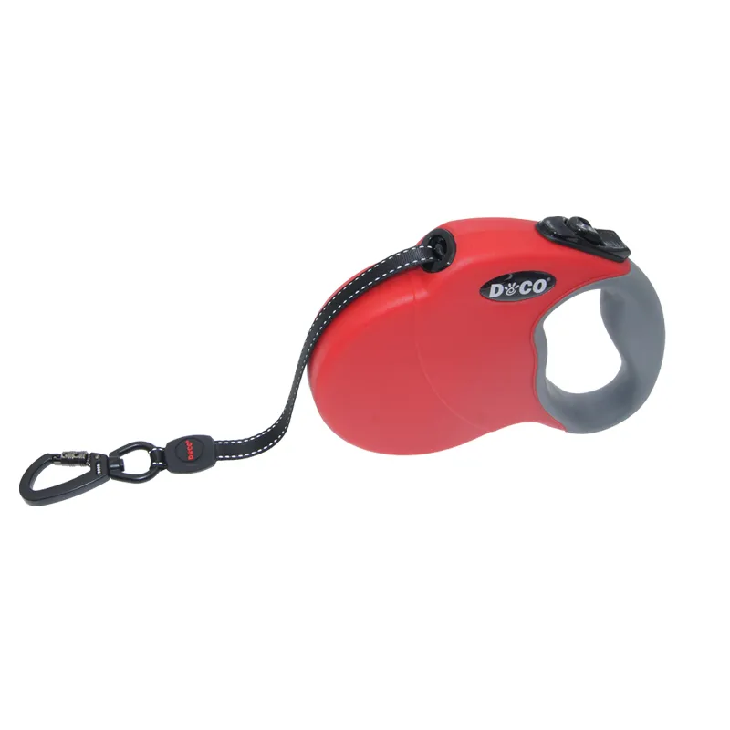 Dog Automatic Retractable Traction Rope Reflective Walking Rope - Red