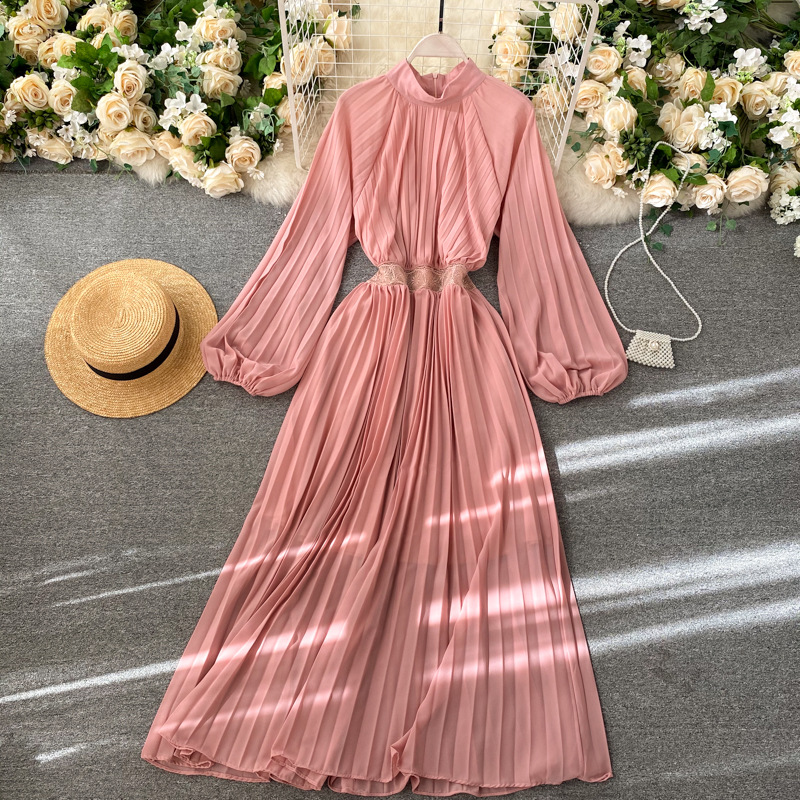 Puff-Sleeve Pleated A-Line Dress, picture 5 of 6