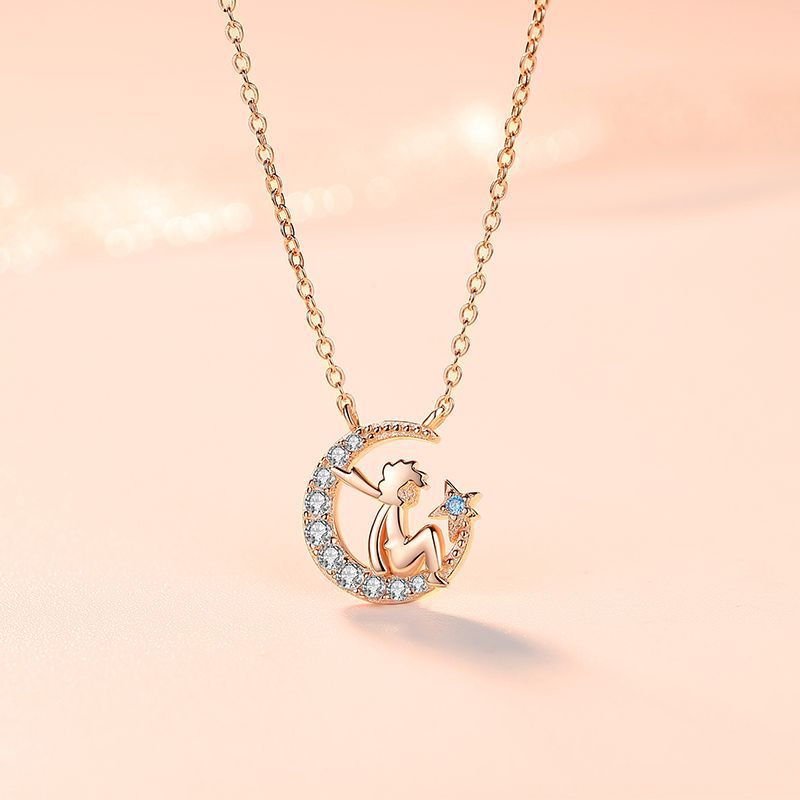 Little Prince Moon Pendant Necklace  Clavicle Chain Luxury Women