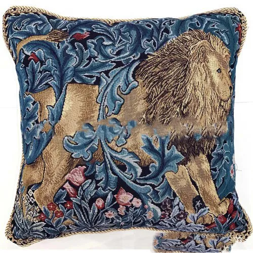 Cushion Throw Pillow Gobelin Art Cushion Woven Flower Jacquard Cushion Lion - Shop at LoveMi