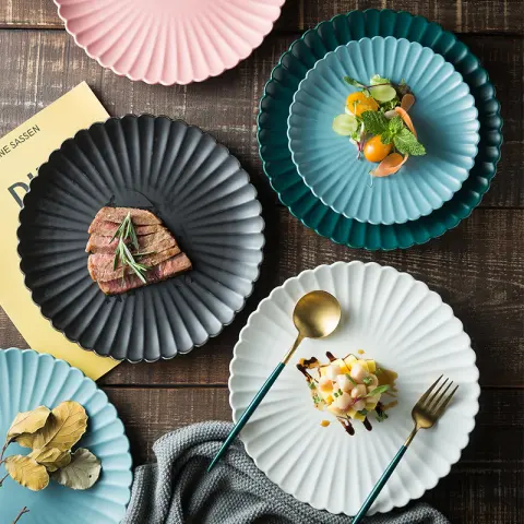 Creative Simple Solid-color Ceramic Plate Fruit Cake Round Beef