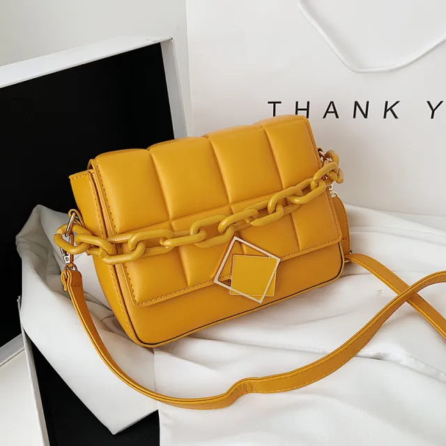 Fashion Chain Net Red Foreign Style Small Square Bag Yellow - Shop at LoveMi