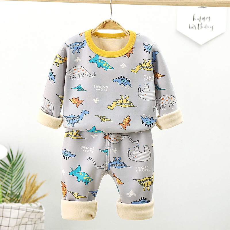 Baby Thickened Warm Autumn Clothes Long Trousers Children's Home Set
