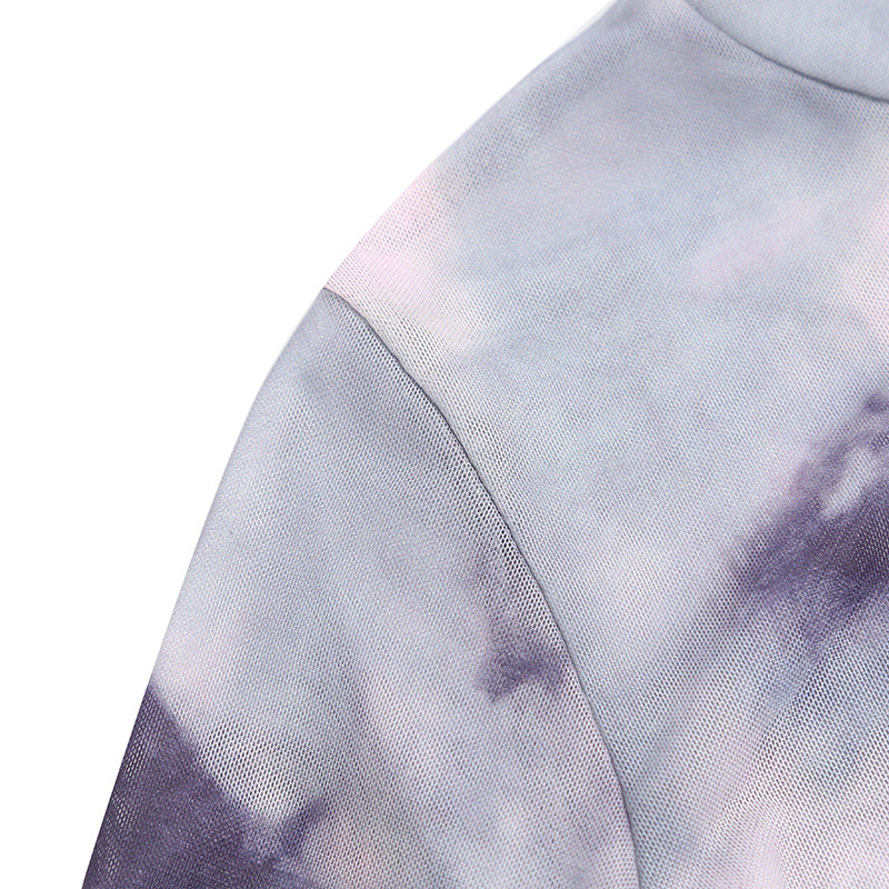 Gradient Printed Half-High Neck Mesh Bottoming Shirt