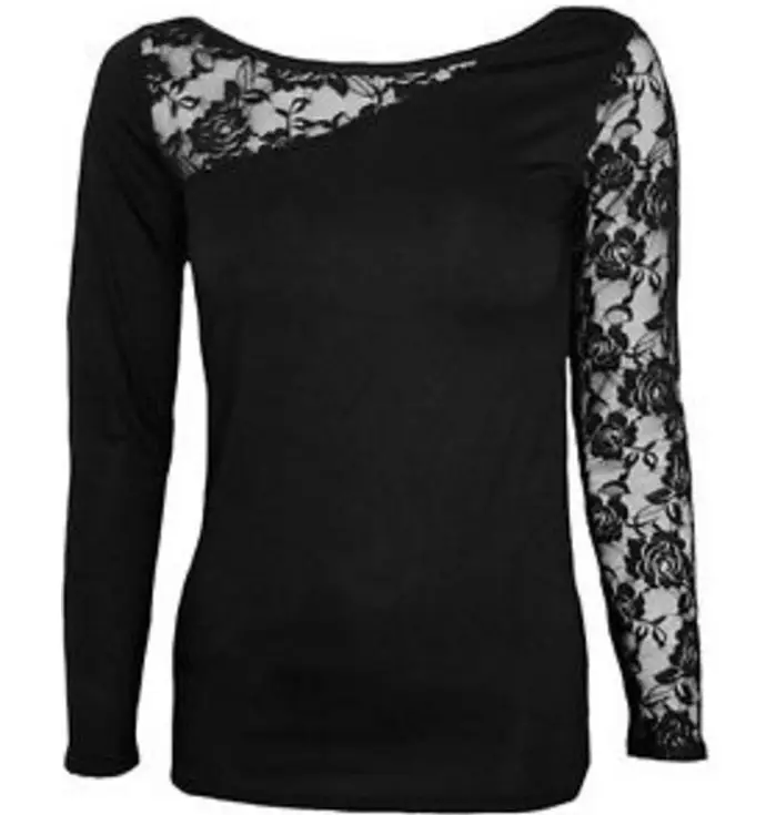 Long Sleeve Lace Quilting With Round Neck And Skull