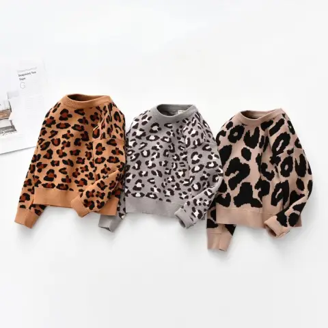 New Korean Style Jumper Leopard Sweater for Kids