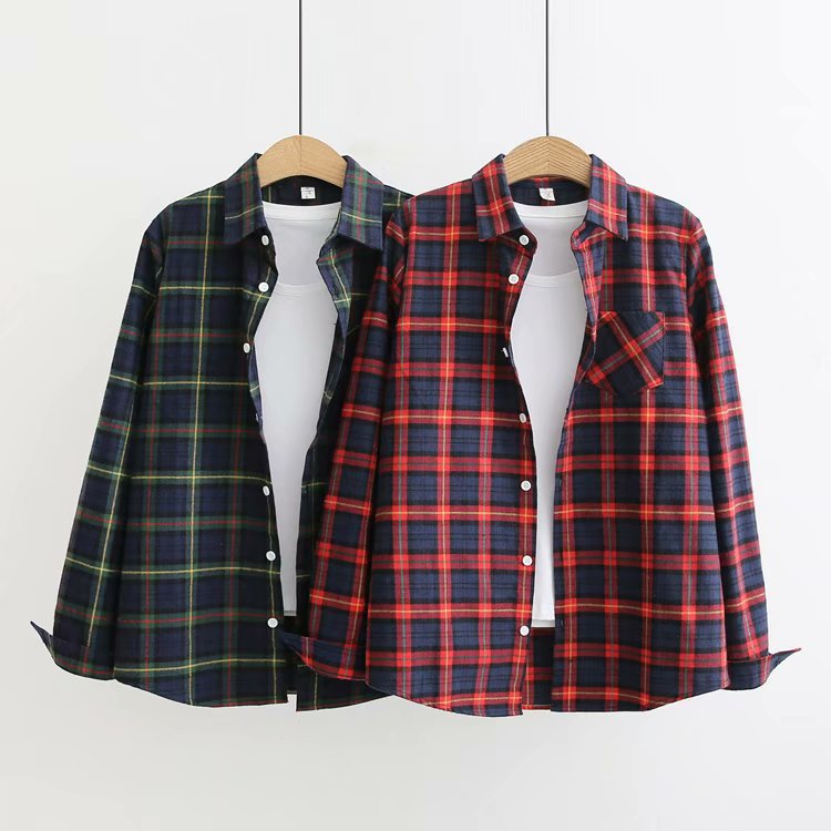 Casual Plaid Single Pocket Lapel Long Sleeve Shirt