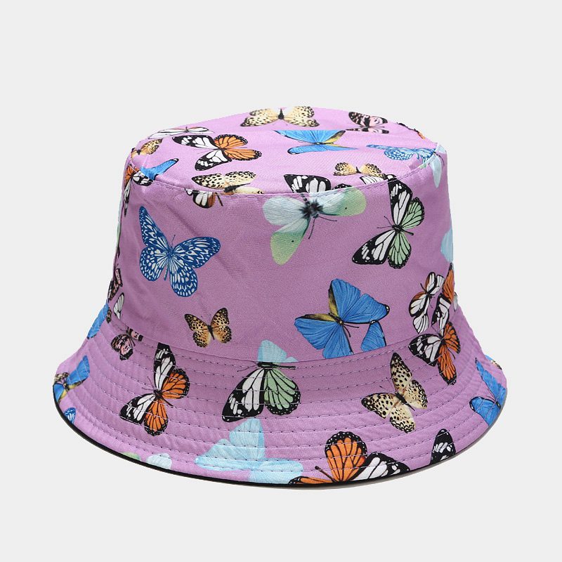 Fisherman Hat With Colorful Butterfly Pattern