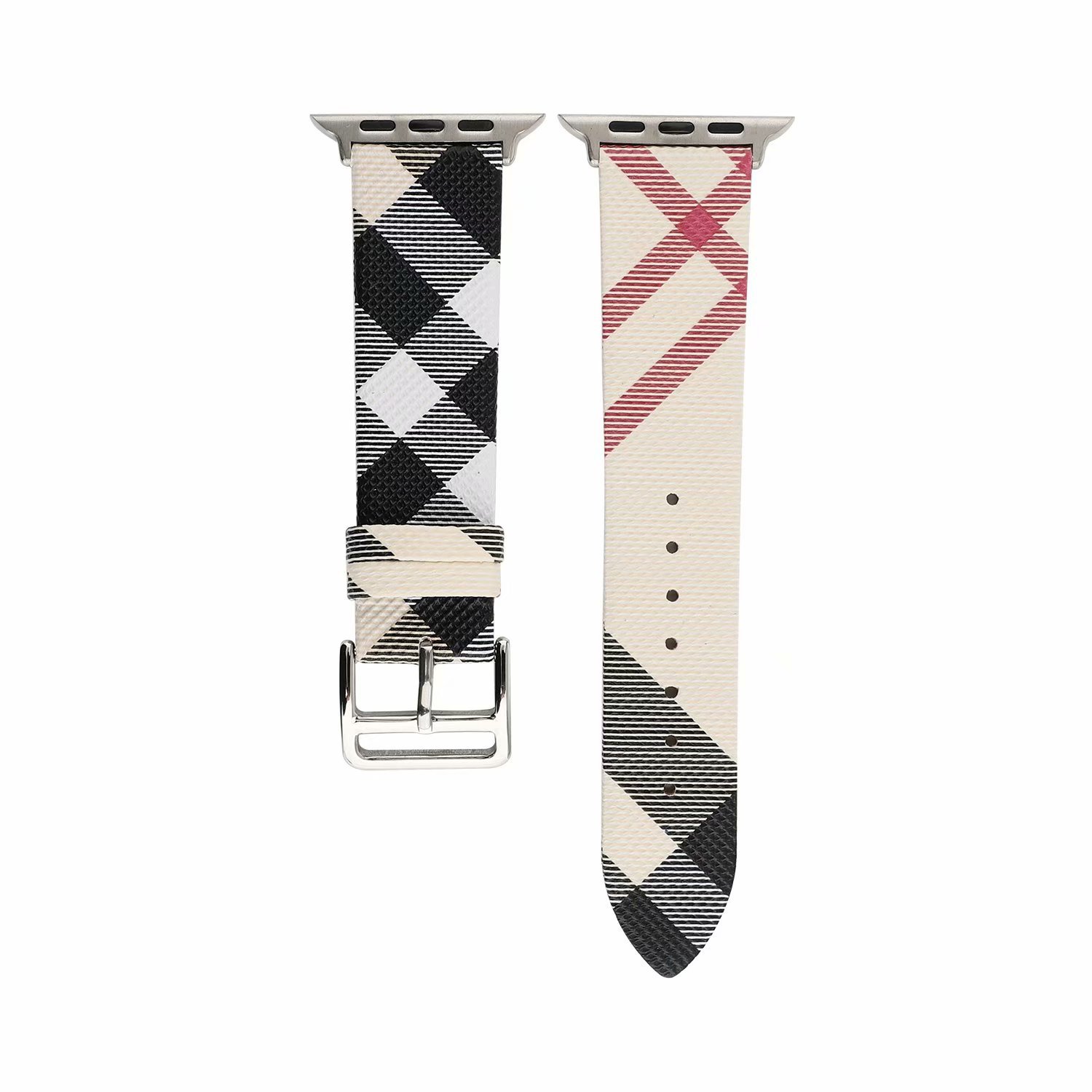 Fashion Light Luxury Leather Check Strap