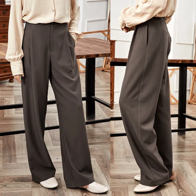 Fashion High Waist Wide Leg Trousers For Women Coffee - Shop at LoveMi