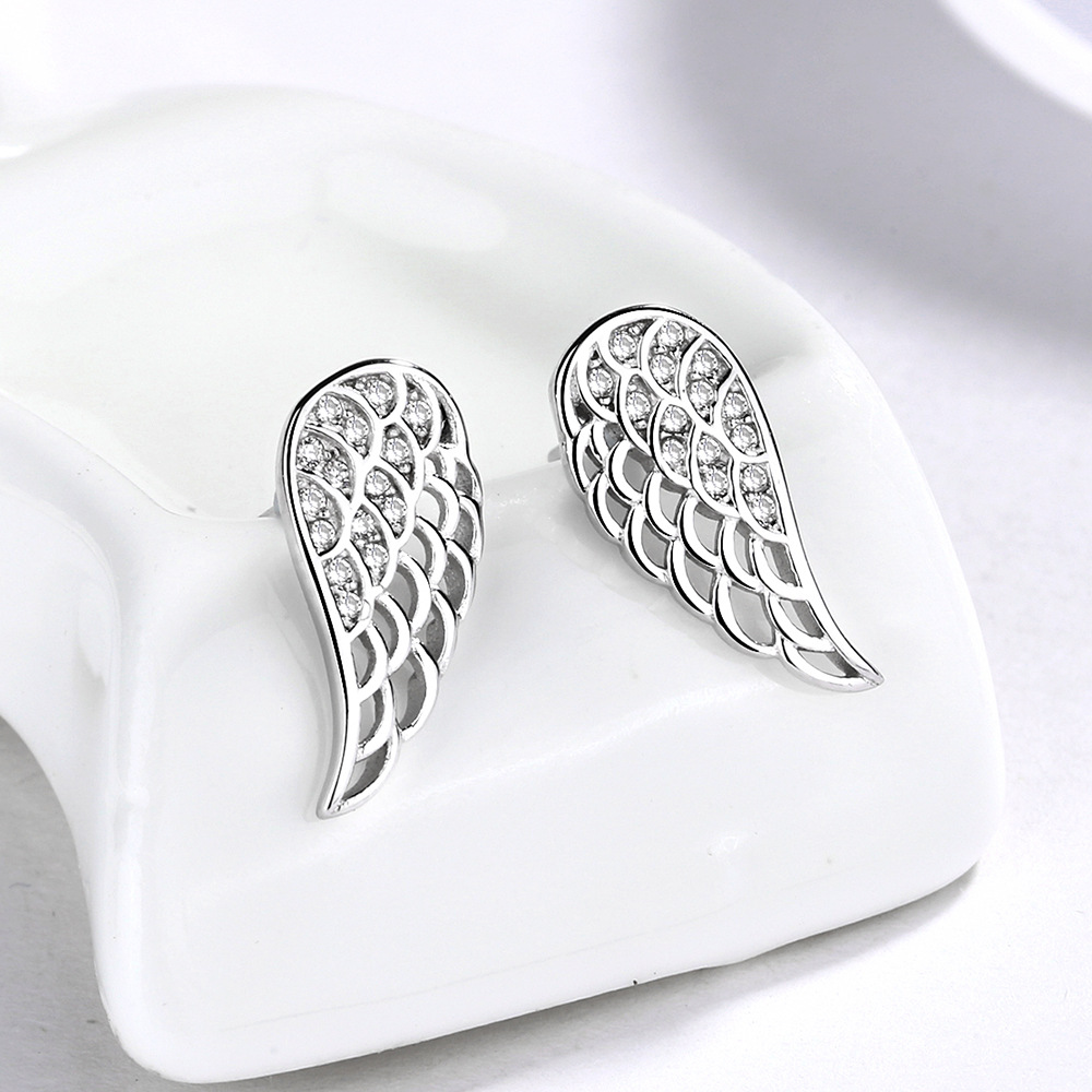 S925 Sterling Silver Angel Wings Earrings Women
