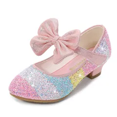 Spring Round Toe Soft Sole High Heel Princess Crystal Shoes - Pink - View 1