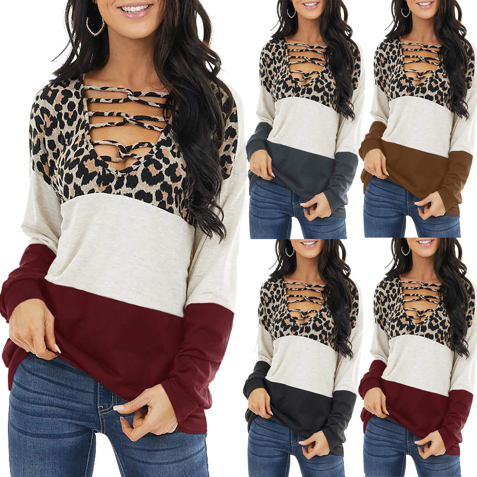 Leopard Print Fashion Print Sexy Plus Size Women's Top