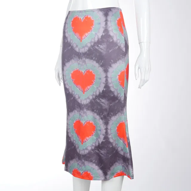 Spring New Love Printing Casual Bag Hip Half Length Low Waist Long Skirt Color - Shop at LoveMi