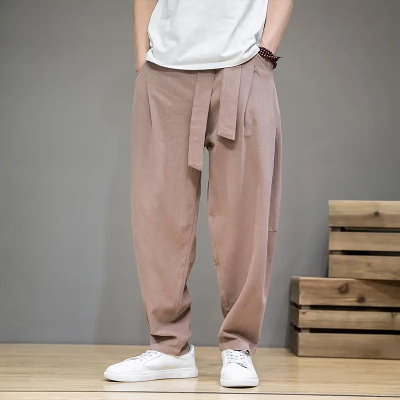 Chinese Style Men's Loose Casual Trousers Cotton Linen