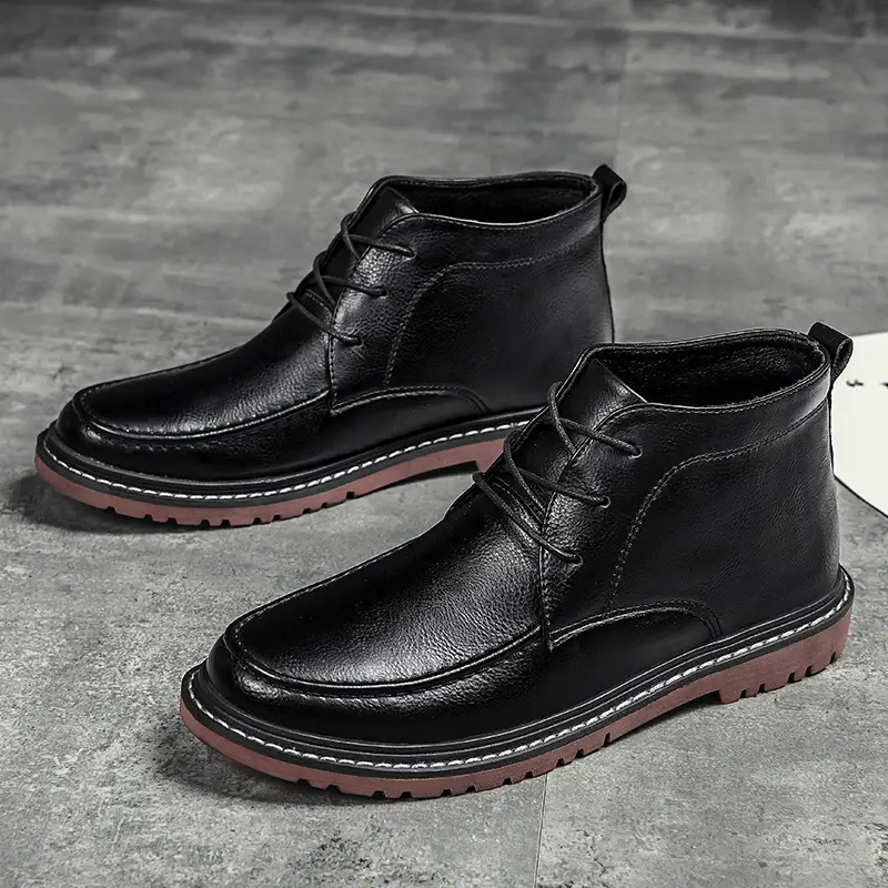 Men's Shoes High Top Leather Shoes and Short Boots