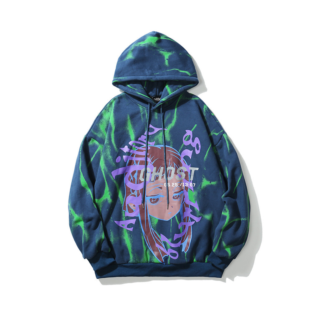 Cartoon Print Plus Velvet Sweater Street Trend Hoodie
