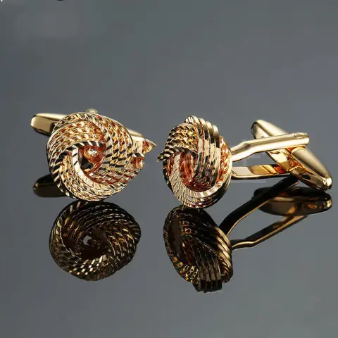 Gold-Plated Twist Cufflinks French Shirt Cuff
