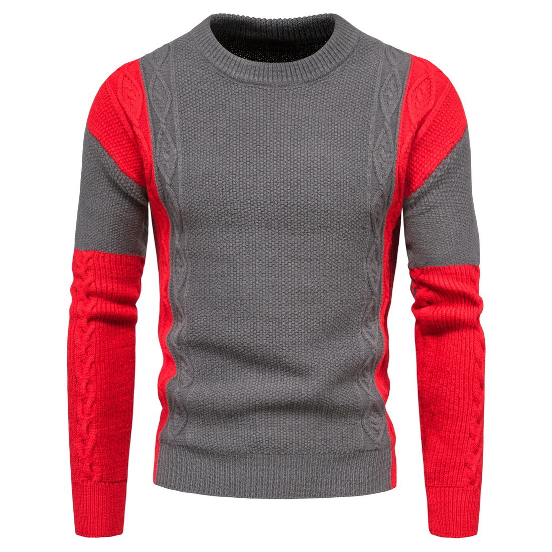 Men's Casual Slim Knit Sweater Fashion Contrast Bottoming Shirt