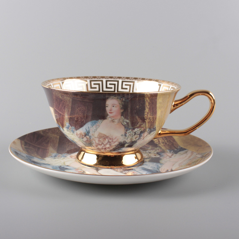 European Style Coffee Cup Plate Bone China Ceramic Cup Phnom Penh
