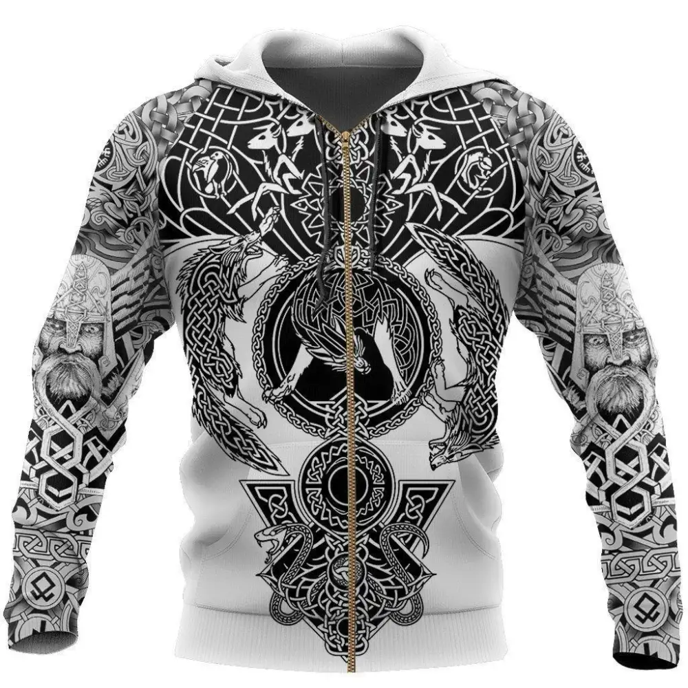 Viking Odin Best Tattoo 3D Hoodies Men