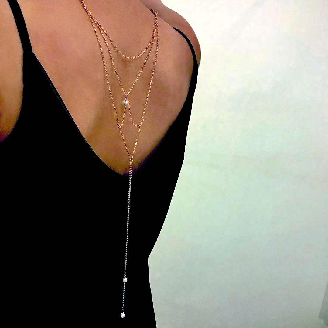 Pearl Tassel Pendant Necklace Back Chain