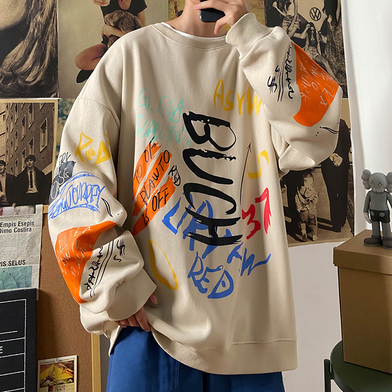 Men's Hong Kong Style Hip Hop Student Loose Long Sleeve Sweater