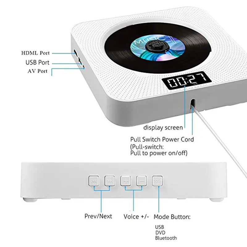Wall Mounted CD Player Household DVD HD