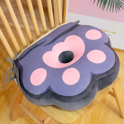 Cute Cat Paw Cushion Floor Office Chair Cushion Grey A - Shop at LoveMi