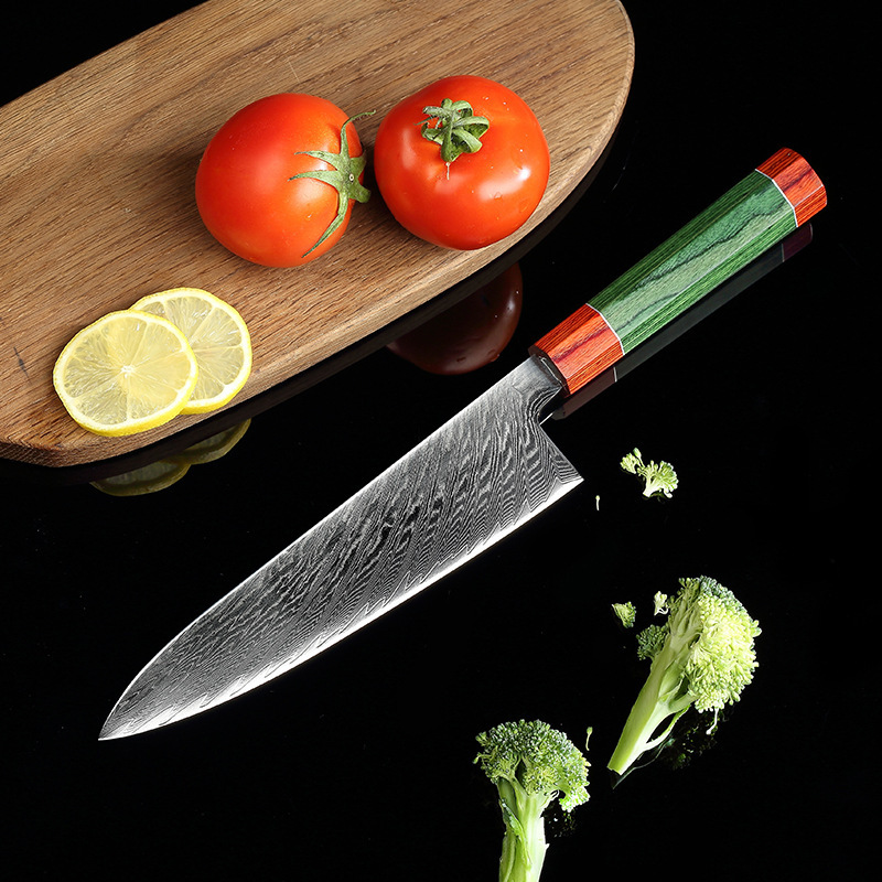 Damascus  Color Wood Stainless Steel 8-Inch Kitchen Knife