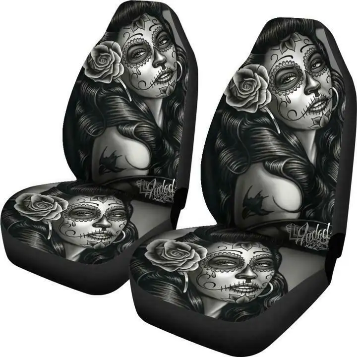Black and White Tattooed Woman High Back Print Car