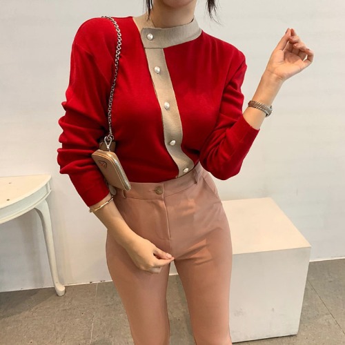 Colorblock Striped Sweater Cardigan Short Coat Women