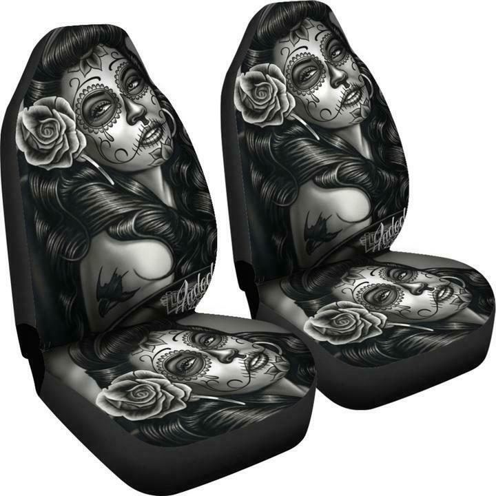 Black And White Tattooed Woman High Back Print Car Seat Cover — foto 4