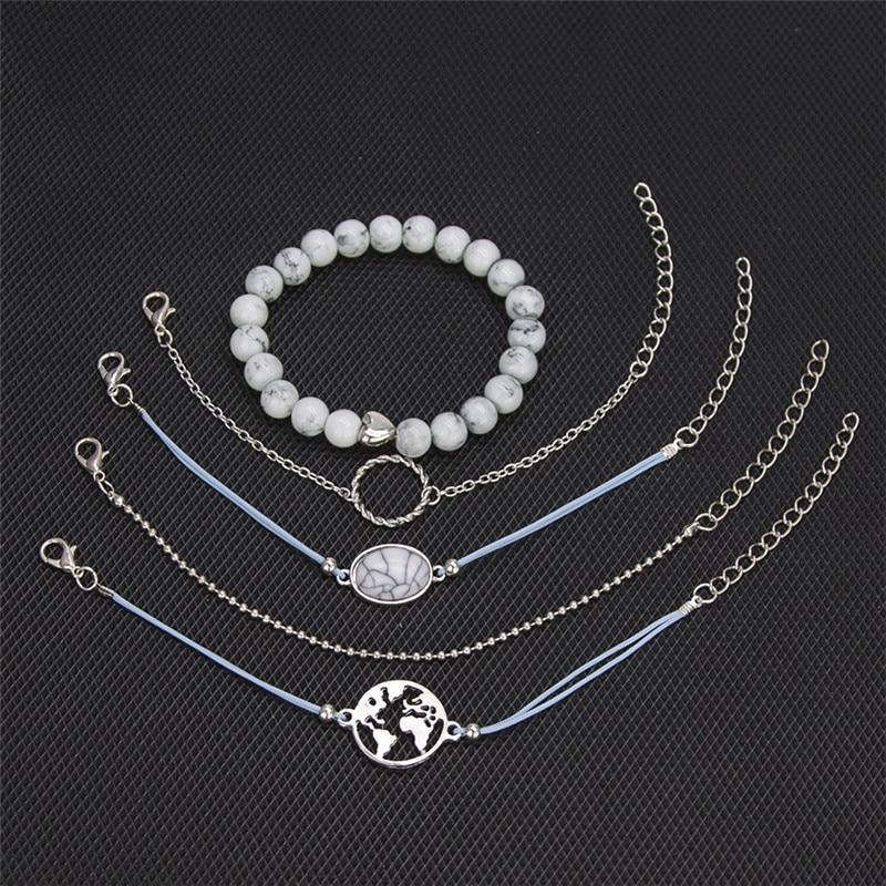 Fashion Alloy Map Little Turtle Seagull Bracelet Set