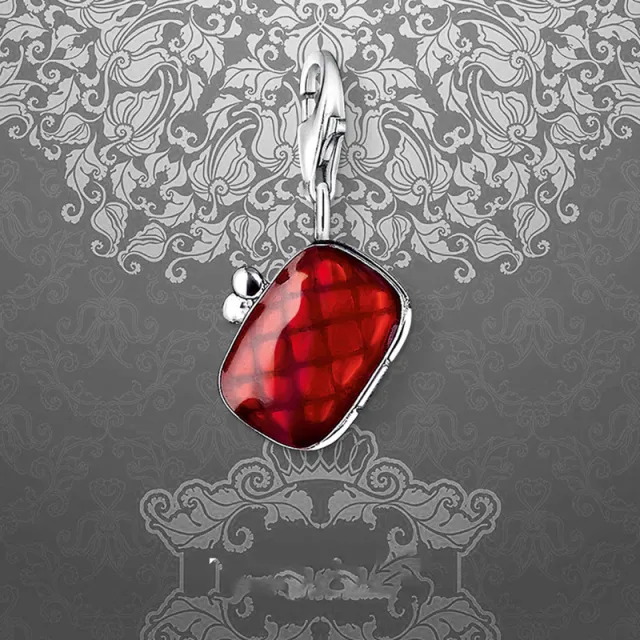Red Small Wallet 925 Silver Bracelet Pendant Charm Silvery - Shop at LoveMi