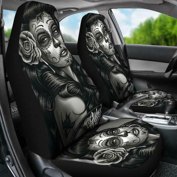 Black And White Tattooed Woman High Back Print Car Seat Cover — foto 5