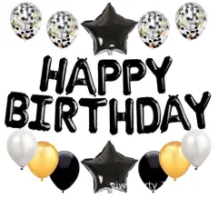 Aluminum Film Sequins Atmosphere Decoration Balloon Set - Black - View 1