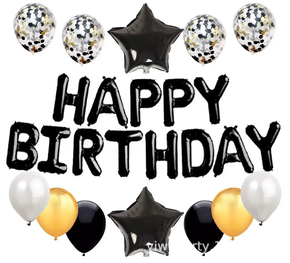 Aluminum Film Sequins Atmosphere Decoration Balloon Set - Black