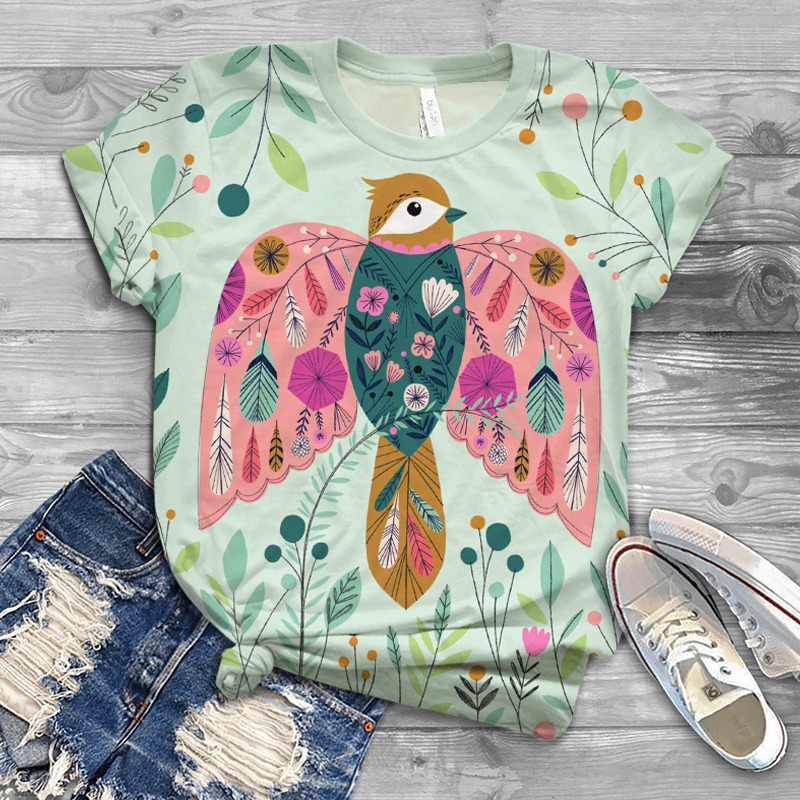 Fashion Animal Print Crew Neck Short Sleeve